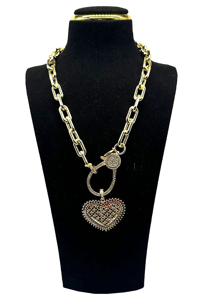 Rainbow Heart Charm Necklace
