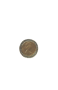 Gold Clear Crystal Coin Ring