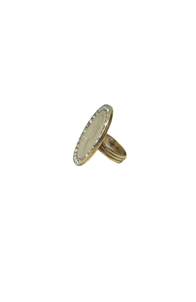 Gold Clear Crystal Coin Ring