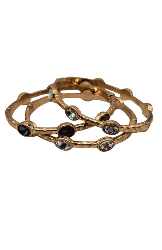 Gold Bangle Set Black & Clear