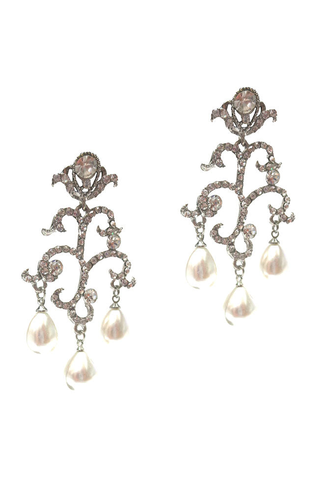 Pearl Silver Branch Earrings