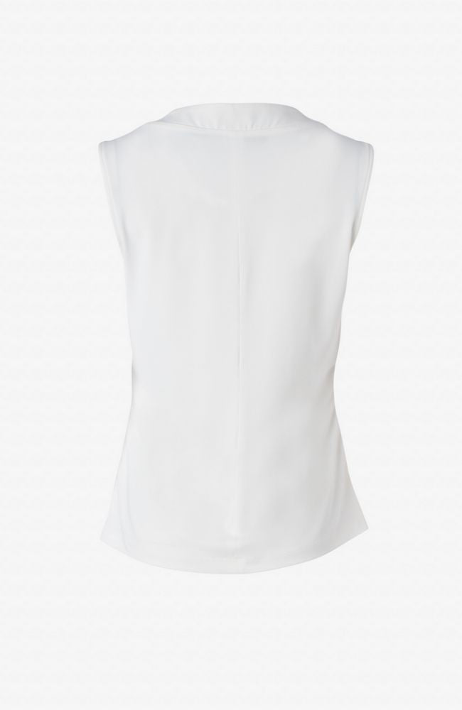 Sleeveless V Neck Top with Roushing