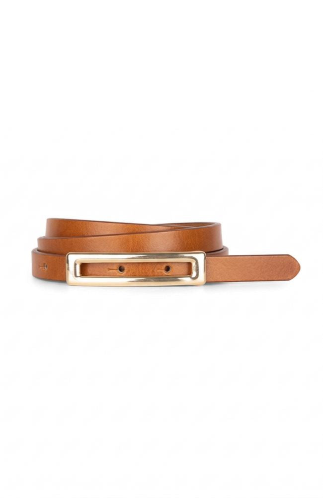 Skinny Leather Belt Rec Buckle