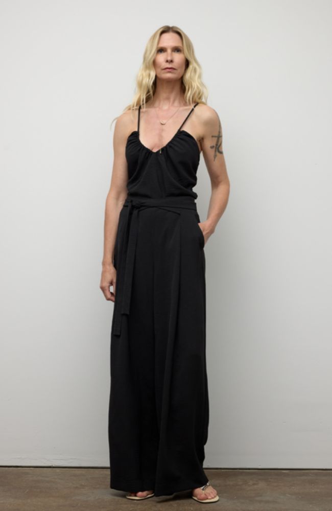 Wide Leg Pant with Ribbon Belt