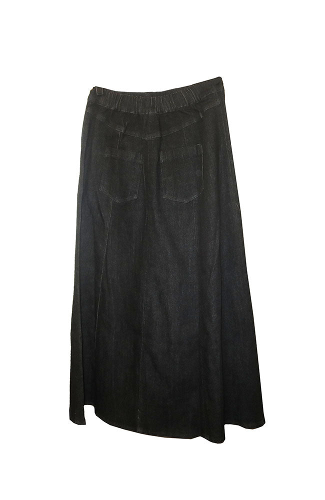 Lace Spliced Pleat Denim Skirt