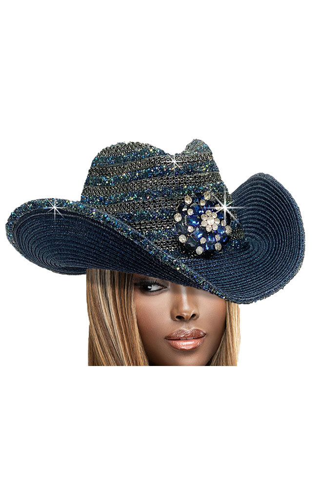 Blue Crystal Cowboy Hat
