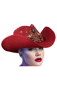 Red Crys Ribbon Cowboy Hat