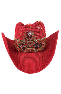 Red Crys Ribbon Cowboy Hat