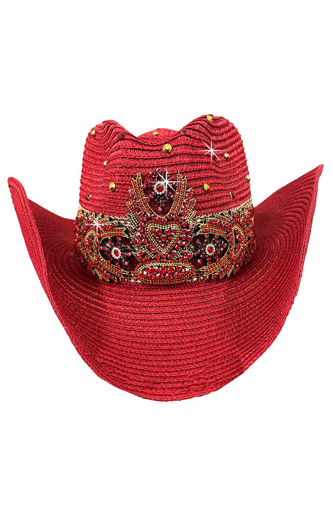 Red Crys Ribbon Cowboy Hat
