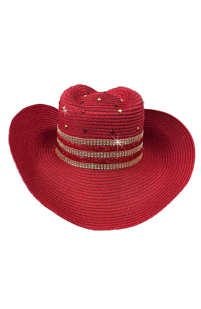 Red Crys Ribbon Cowboy Hat