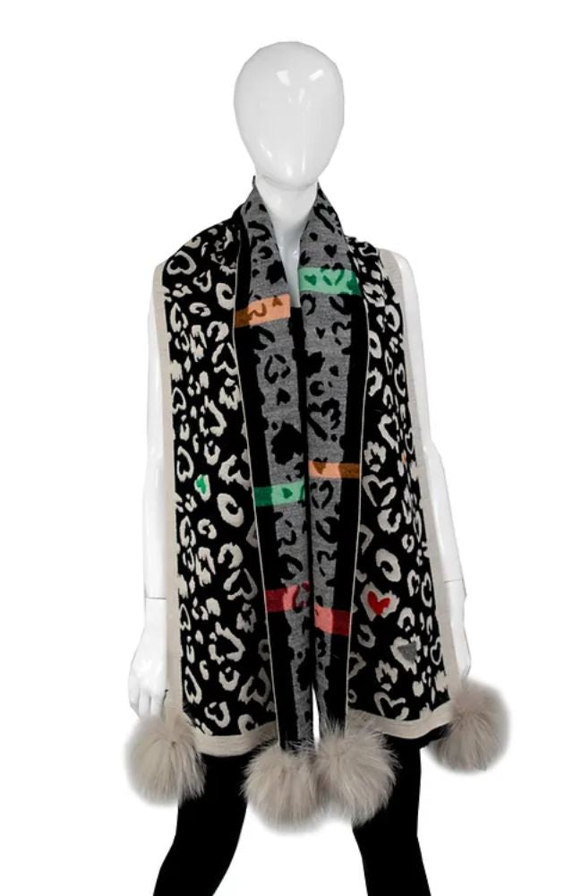 Heart and Animal Print Scarf