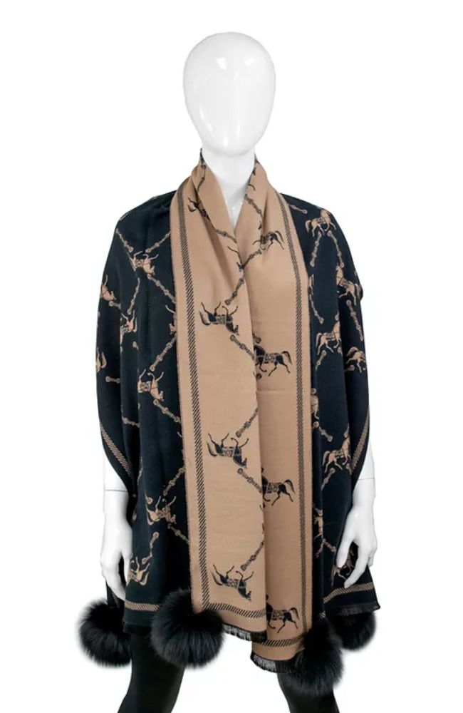 Horse and Lattice Print Scarf