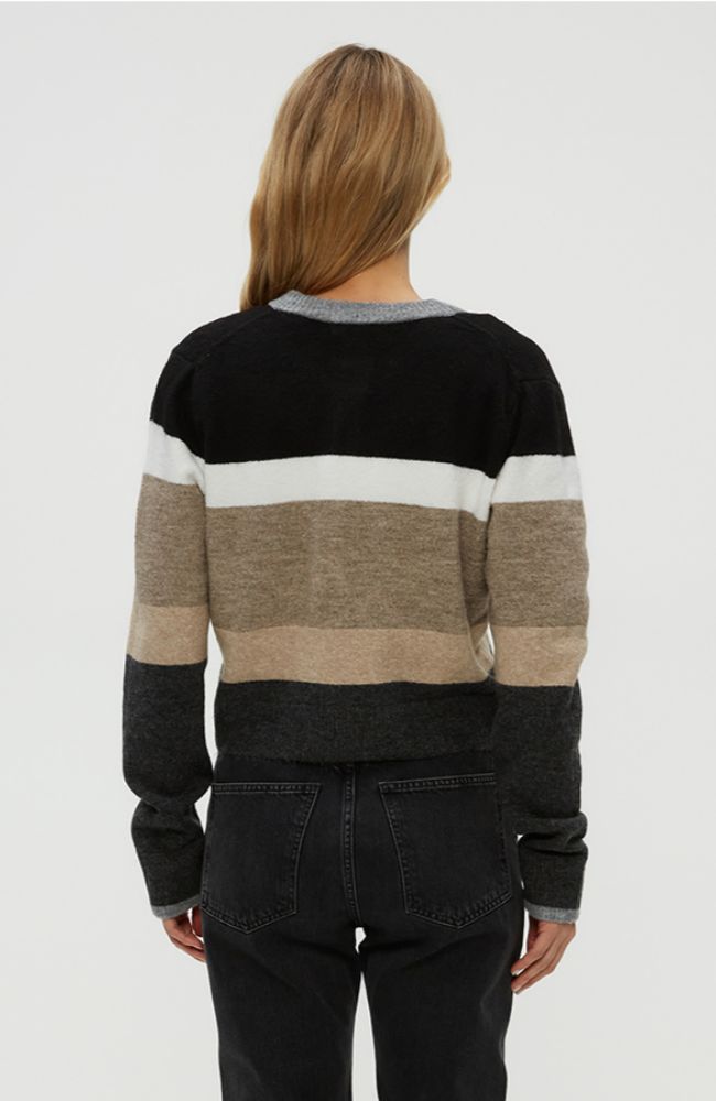 Fiona Stripe Crewneck Cardigan