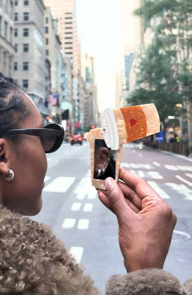 Heart Coffee Cup Compact Mirror