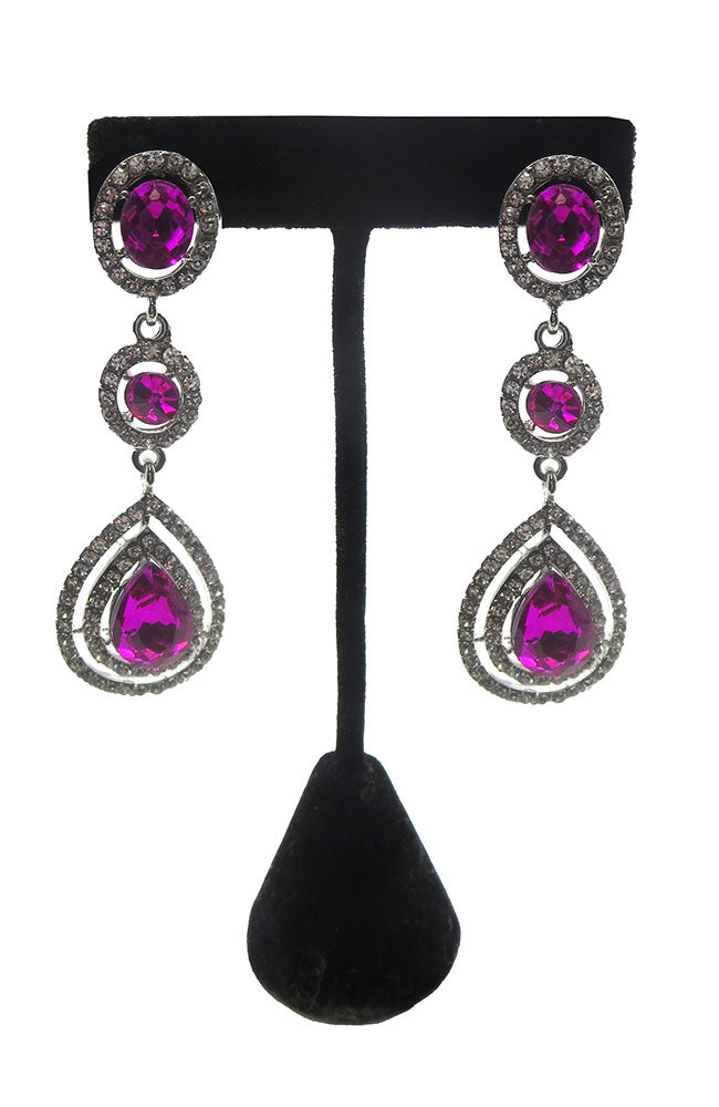 Pink and Silver Drop Earrings
