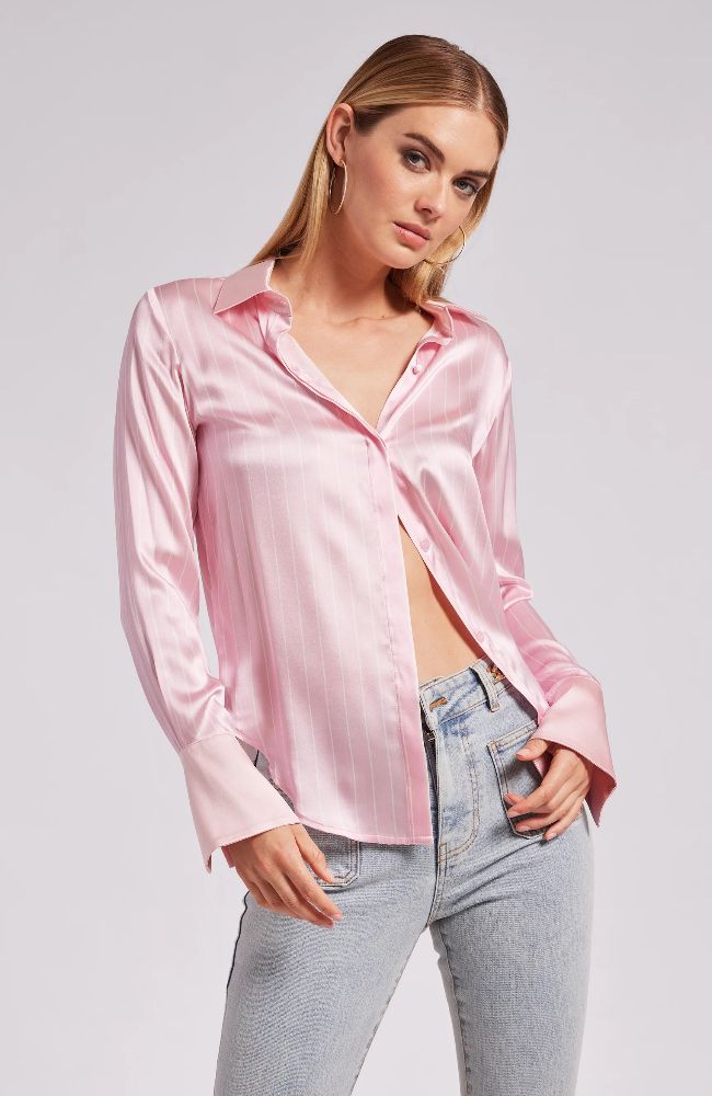 Emory Pinstripe Tie Blouse