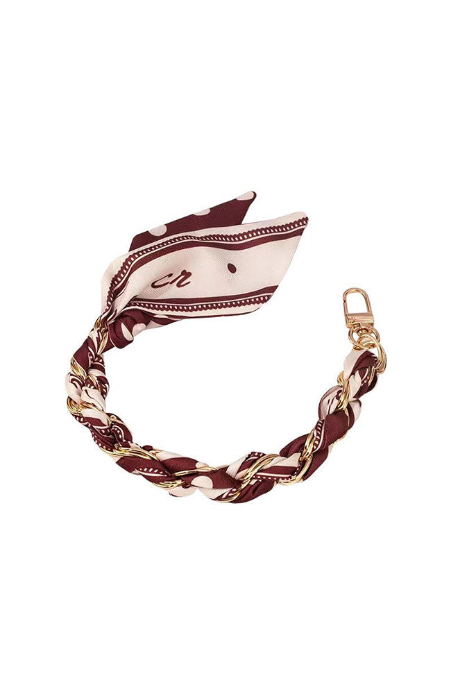 Short Phone Chain Scarf Burgandy Cream