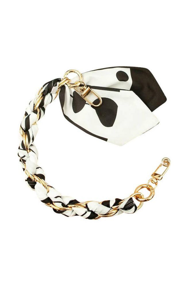 Short Phone Chain Scarf Black White