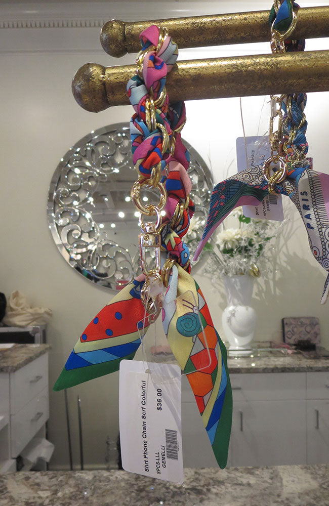 Short Phone Chain Scarf Colorful Print