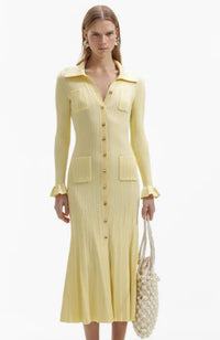 Ribbed Viscose Knit Midi Dress