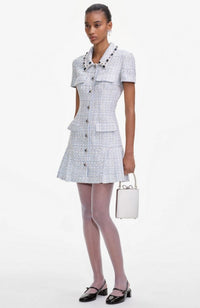 Blue Boucle Mini Dress