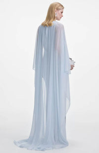 Rhinestone Cape Maxi Dress