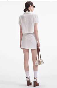 White Sequin Crochet Top