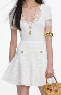 Pointelle Knit Mini Skirt