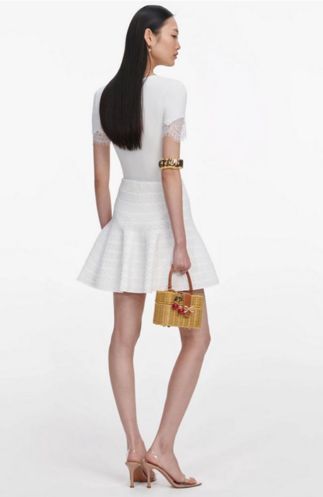 Pointelle Knit Mini Skirt