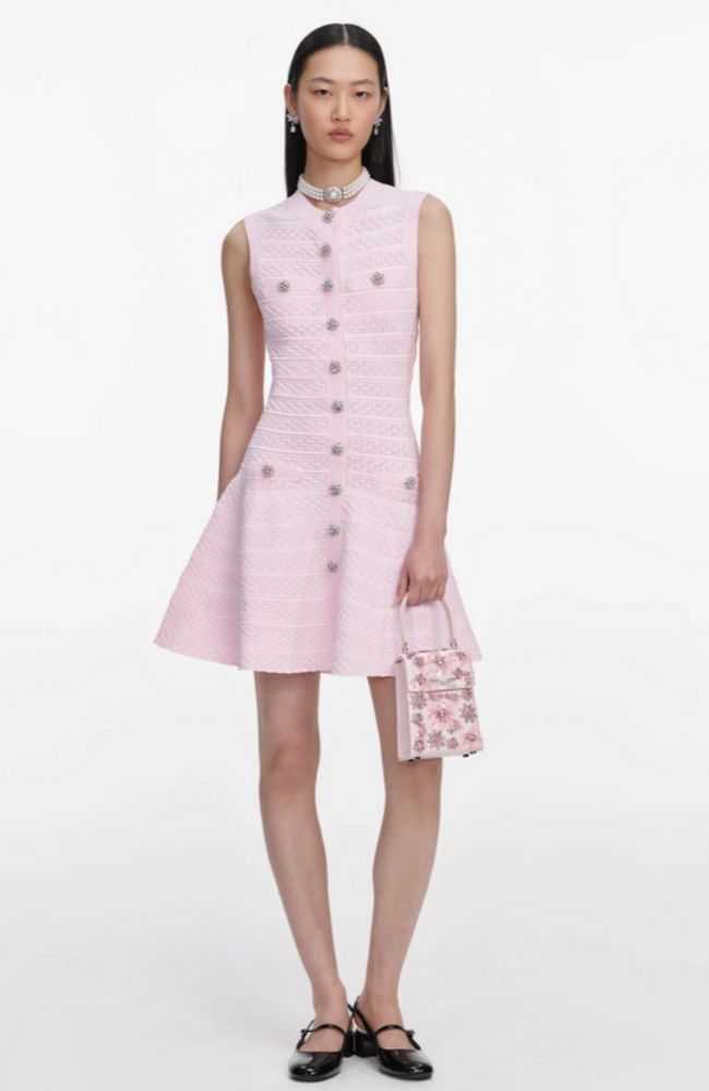 Pointelle Diamante Mini Dress