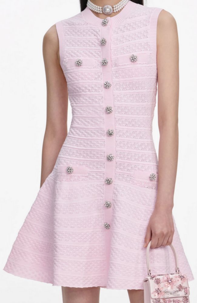 Pointelle Diamante Mini Dress