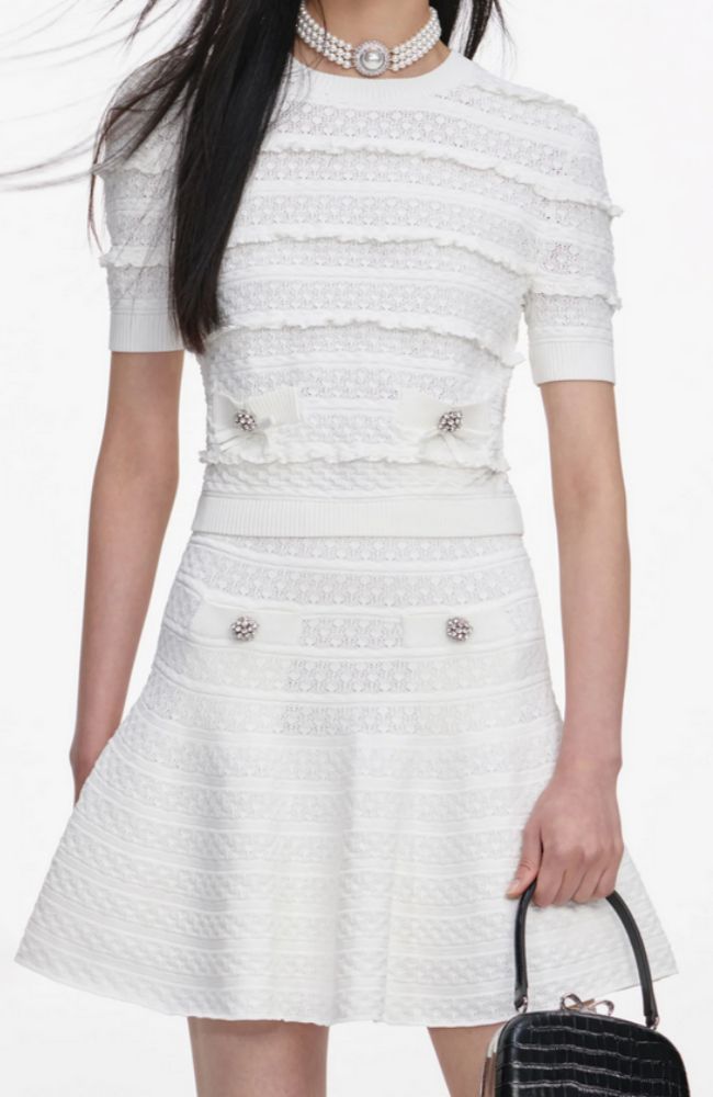 White Pointelle Knit Top