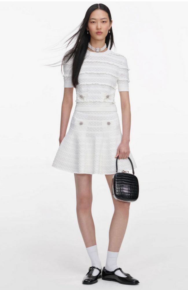 White Pointelle Knit Top