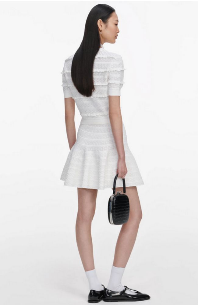White Pointelle Knit Top