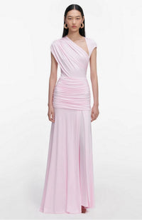 Pink Jersey Draped Maxi Dress