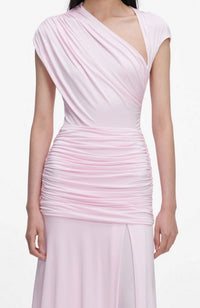 Pink Jersey Draped Maxi Dress