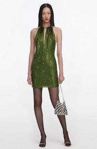 Olive Rhinestone Mini Dress
