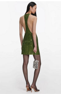 Olive Rhinestone Mini Dress