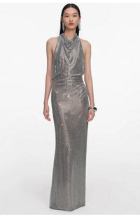Rhinestone Drape Maxi Dress
