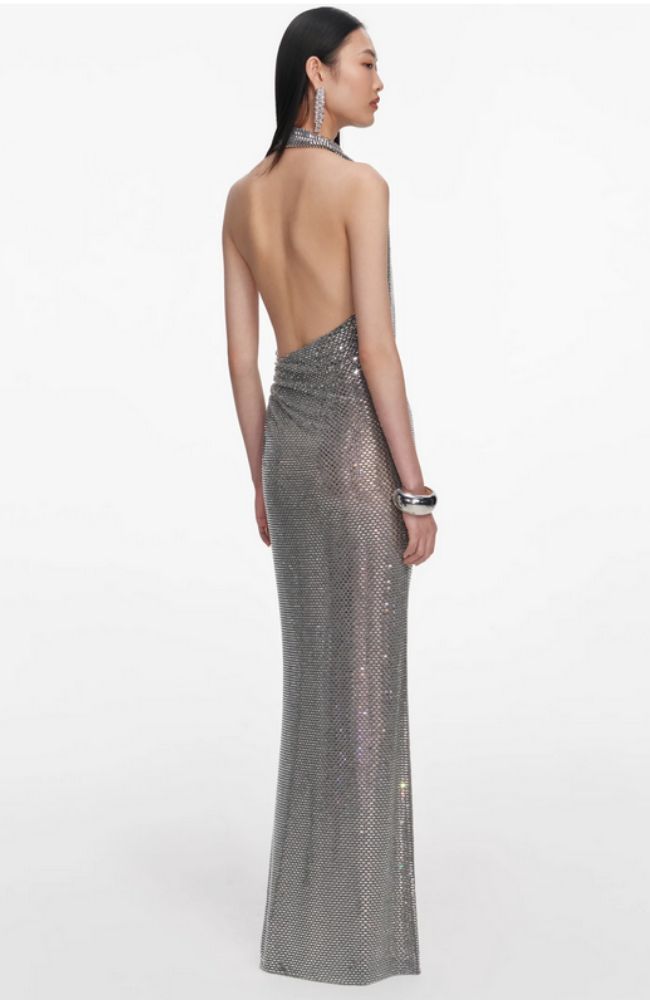 Rhinestone Drape Maxi Dress