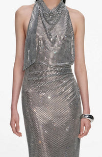 Rhinestone Drape Maxi Dress