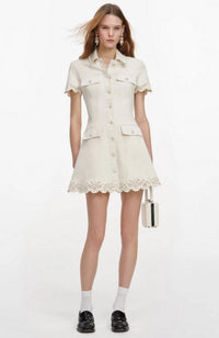 Broderie Denim Mini Dress