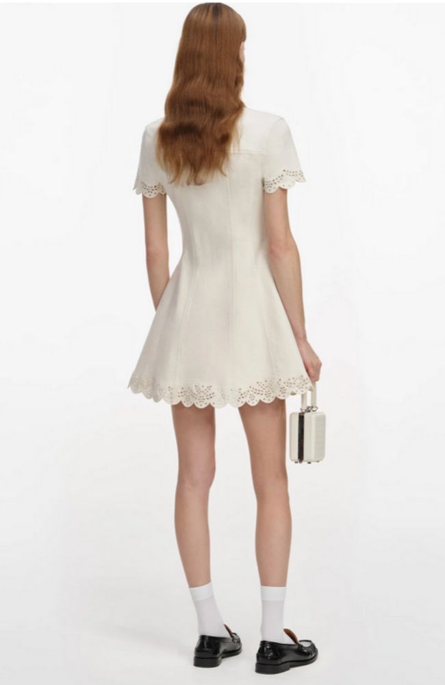 Broderie Denim Mini Dress