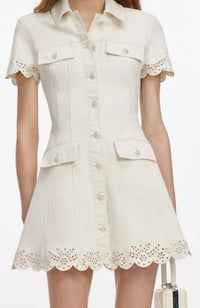 Broderie Denim Mini Dress