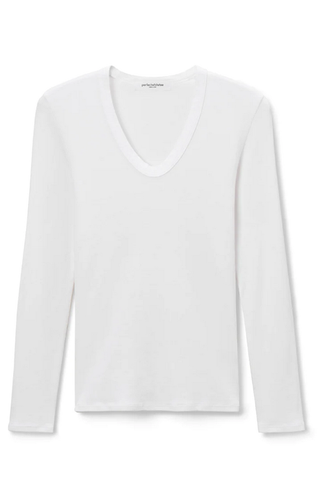 U Neck Rib Long Sleeve