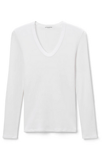 U Neck Rib Long Sleeve