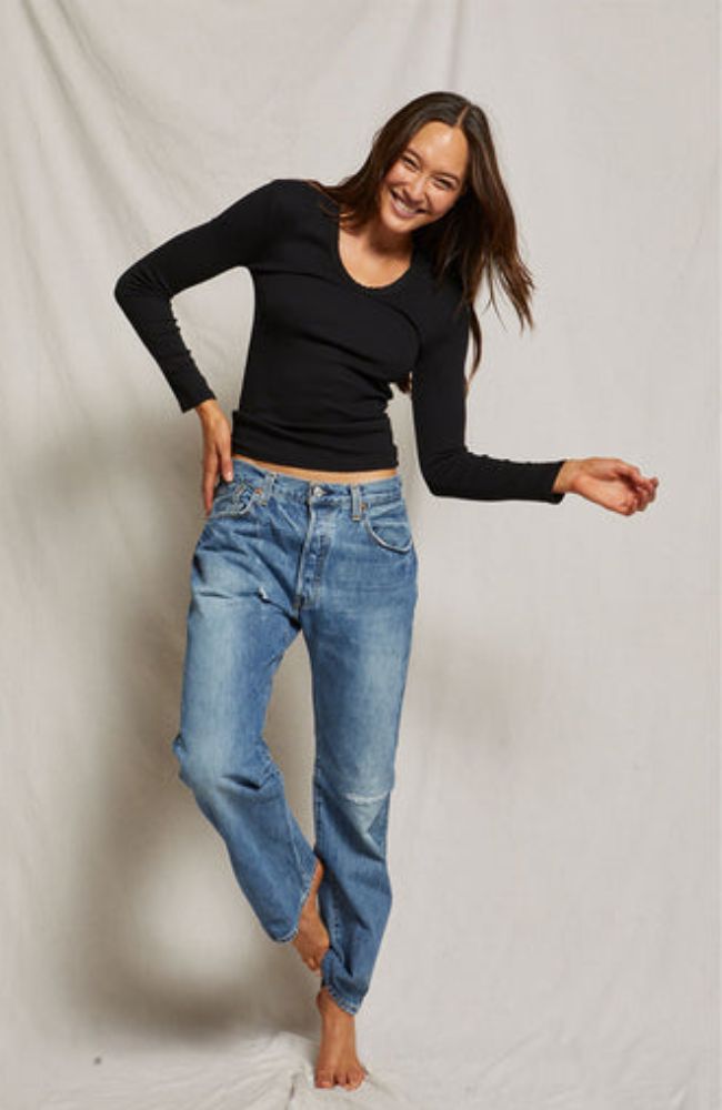 Robyn LS Luxe Rib U Neck Tee