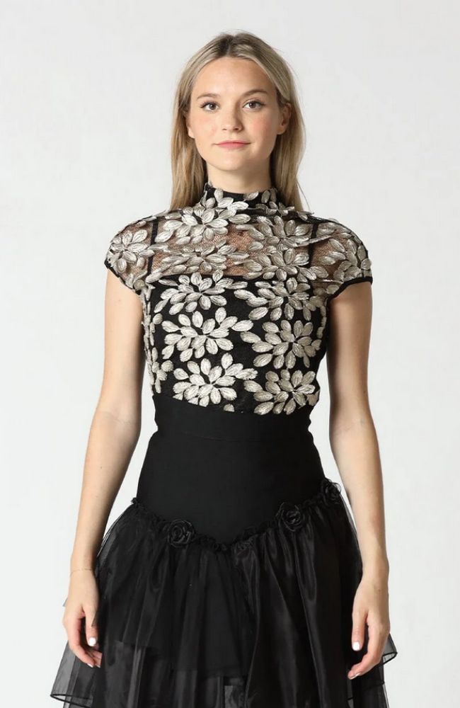 Gold Leaf Lace Top