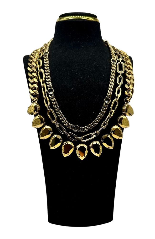 Golden Multi Chain Tear Necklace