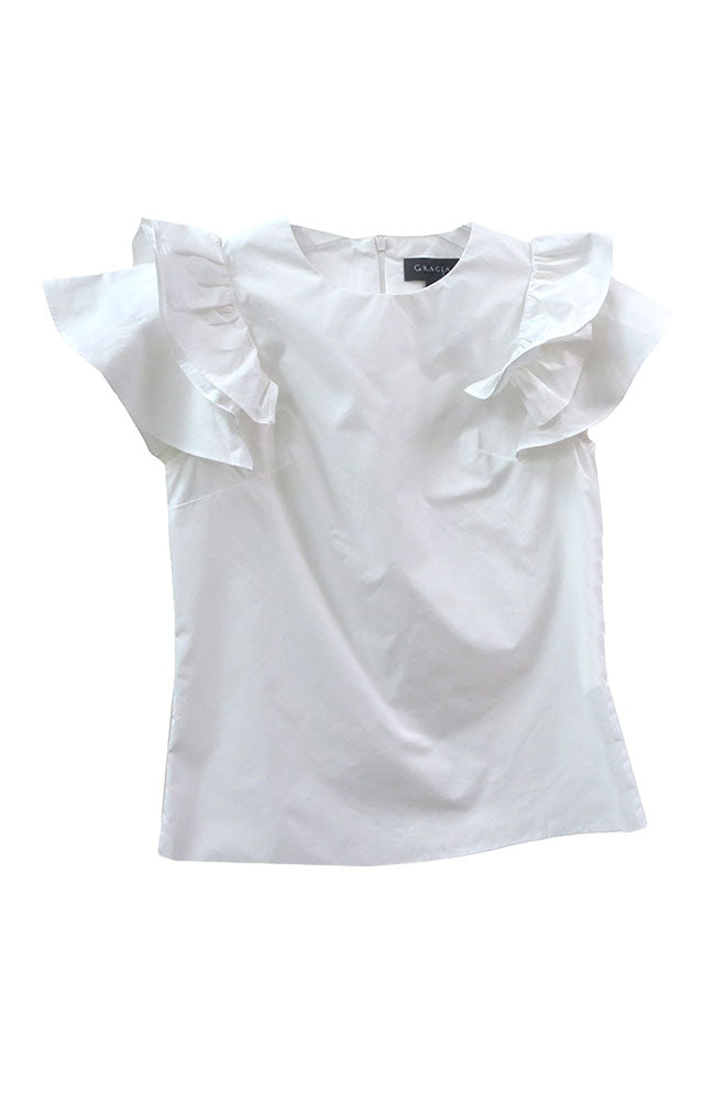 White Flutter Sleeve Top